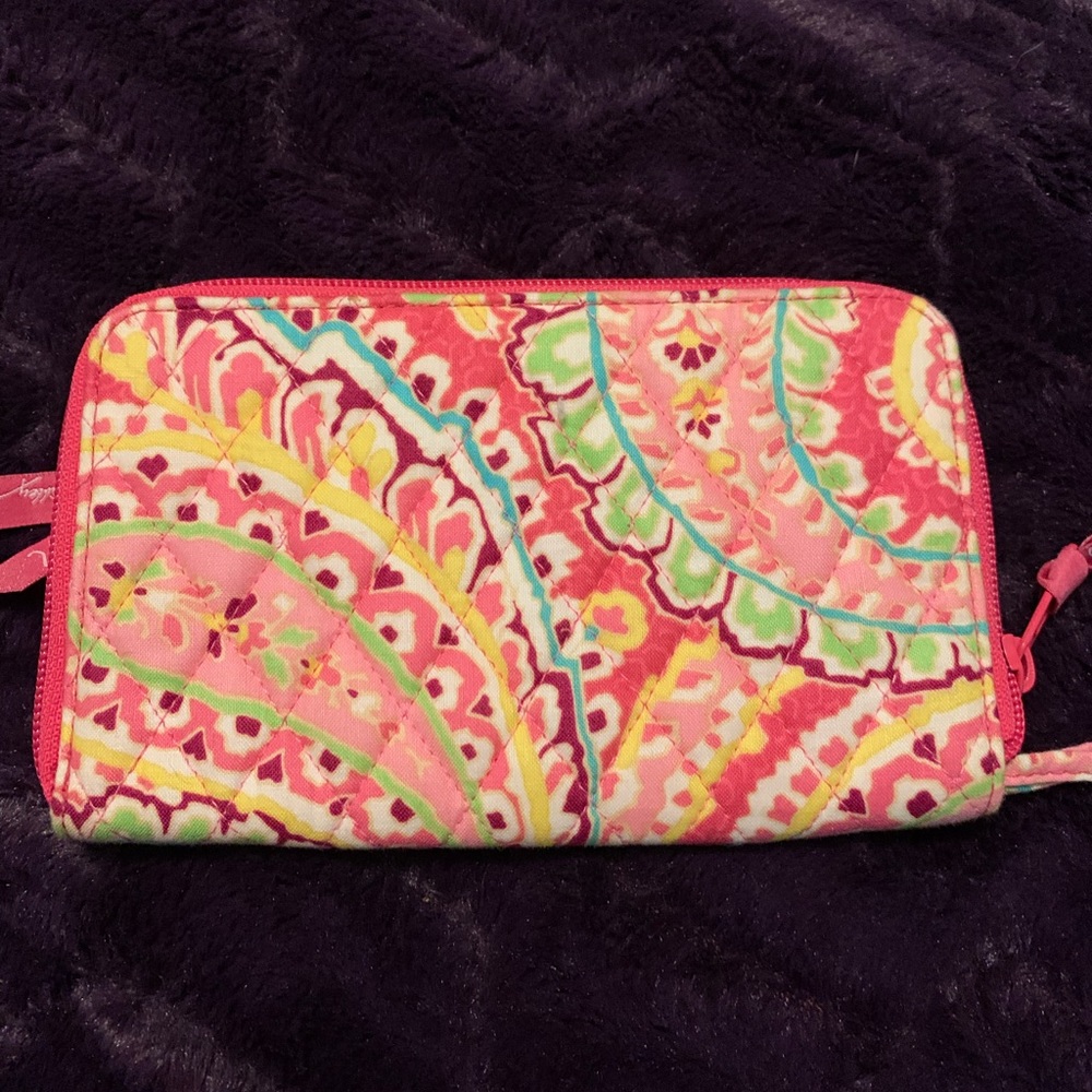Vera Bradley Pink Paisley Wristlet Wallet Excellent Condition!